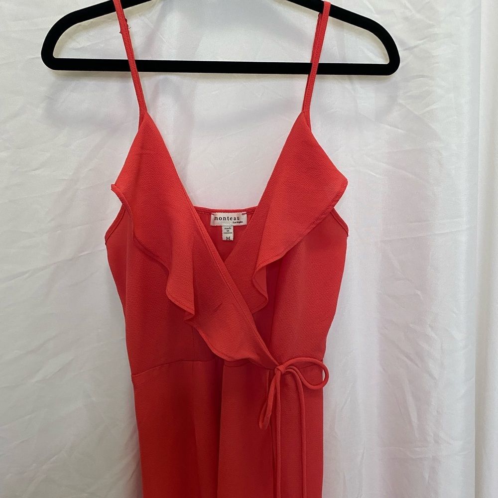 Monteau ruffled flowy spaghetti strap mini dress, size M - Picture 2 of 7